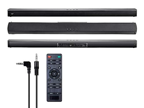 Monoprice Premium Slim Soundbar - 8 Ohms, With HDMI ARC, Bluetooth 4.2, Optical, and Coax Inputs, Black,35.5 inch Slim 6