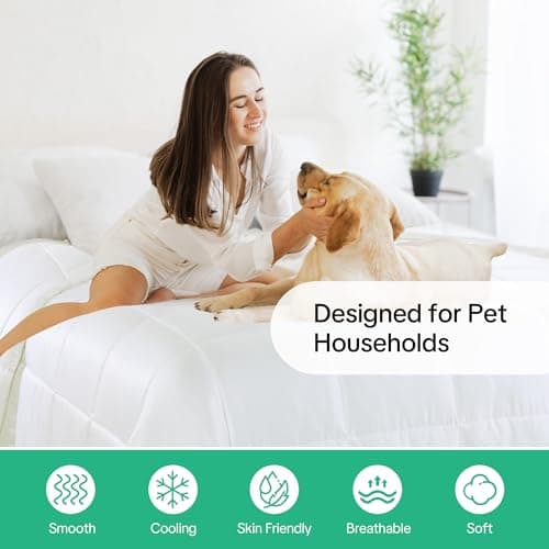 HOMBYS All-Season Pet Hair Resistant Duvet - King, Anti-Static & Hair Repellent Comforter for Pet Owners, Easy Care, Ultra-Soft (White) 5