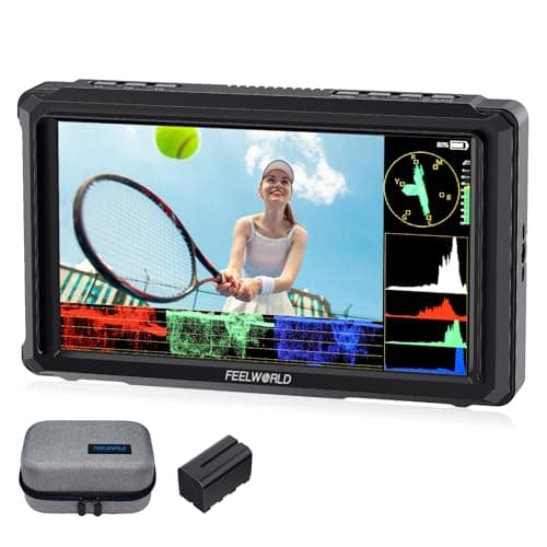 FEELWORLD FW568 PRO 6 Inch 1200nit High Bright Camera DSLR Field Monitor with F750 4400mAh Battery and Bag, Custom 3D LUT Camera Monitor 4K 60Hz HDMI in Out Waveform Monitoring Lightweight