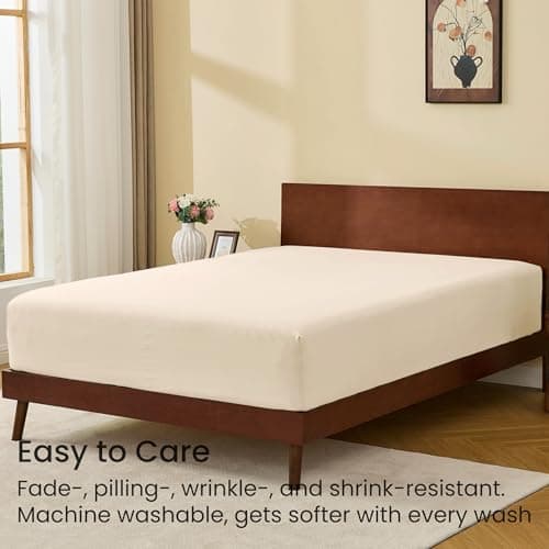 GOKOTTA King Fitted Sheet Only, 16-Inch Deep Pocket King Size Fitted Sheet with Elastic Corner Straps -Washed & Brushed Microfiber Polyester- Ultra Soft, Hotel Luxury, Non Slip, Wrinkle-Free - Beige 8