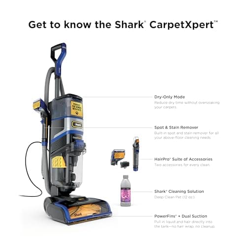 Shark CarpetXpert HairPro | Upright Carpet, Area Rug & Upholstery Cleaner | Carpet Shampooer | Handheld Spot & Stain Eliminator | Pet Hair Pickup & Odor Removal | 2 Cleaning Tools | Cobalt | EX251BRN 8