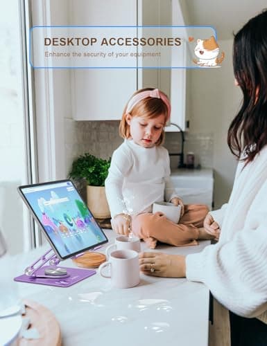 Aoviho Tablet Stand 360° Rotating Aluminum Holder - Adjustable, Portable & Foldable Monitors Stand for iPads, Compatible with 4-13.3" Tablets, Purple 6