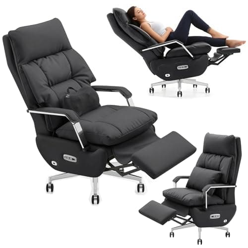 COTYFLY Dual Motor Executive Home Office Chair with Footrest(Black)