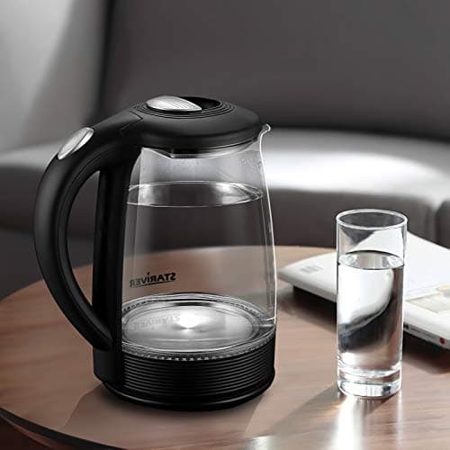 Stariver Electric Kettle, BPA-Free Glass Tea Kettle with LED, 2L Hot Water Kettle with Fast Boil, Auto Shut-Off & Boil-Dry Protection, Stainless Steel Inner Lid & Bottom, Black 7