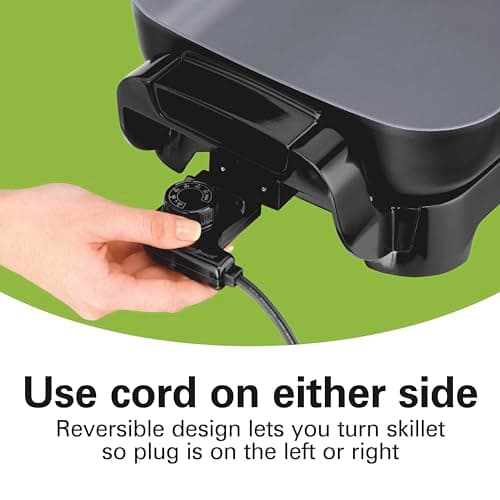 Hamilton Beach Electric Skillet with PFAS-Free Durathon Ceramic Coating, Removable 12x15” Pan, Adjustable Temperature, Reversible Design, Tempered Glass Lid, Black Nonstick Surface (38531) 6