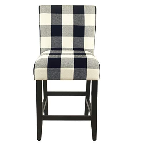 'HomePop by Kinfine Fabric Upholstered Counter Height Barstool - 24-inch, Black and Cream Geometric