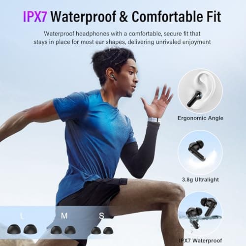 Wireless Earbuds, Bluetooth 5.4 Ear buds with Multifunctional Touch Screen, 48H Bass Stereo Headphones with ANC/ENC Noise Cancelling/Transparency mode, IPX7 Earphones with 5 EQ Modes for iOS Android 8