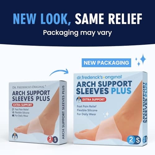 Dr. Frederick’s Original Arch Support Sleeves Plus - 2 ct - Doctor-Developed Plantar Fasciitis & Flat Feet Relief - Foot Braces for Fallen Arches, Heel Pain & Achy Feet - Soft Gel Cushion - S/M 8
