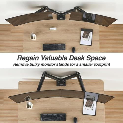 AVLT Dual Monitor Arm Desk Mount for 13"–43" Flat/Curved Screens with USB-A Pass-Through, Full Motion Height Adjustable Swivel Tilt Rotation VESA/C-Clamp/Grommet/Cable Management, Black 8
