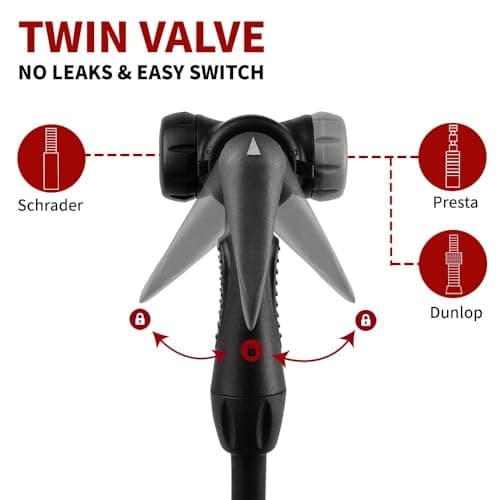 BV Bike Pump out of durable Steel - Bicycle pump 160 PSI high Pressure, Bike Tire Pump 17/24 inch Smart Valve Head, Schrader bike pump with gauge, Automatically Reversible Presta & Schrader, ball pump 6