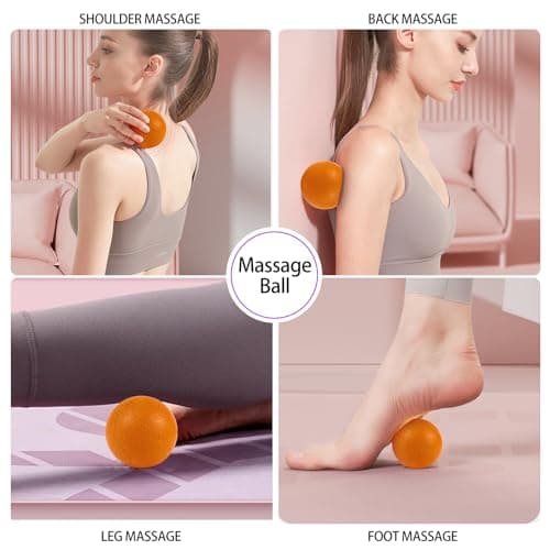 5 in1 Foam Roller Set, Trigger Point Foam Roller, Massage Roller Stick, Massage Ball, Resistance Band for Deep Muscle Massage Pilates Yoga,Fitness Exercise for Whole Body (Orange) 5