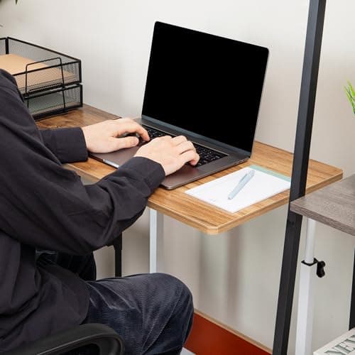 Mind Reader Standing Desk, Adjustable Height, Laptop Workstation, Home Office Computer Table, MDF, Brown 6