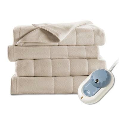 Sunbeam Royal Ultra Fleece Heated Electric Blanket Twin Size, 84" x 62", 12 Heat Settings, 12-Hour Selectable Auto Shut-Off, Fast Heating, Machine Washable, Warm and Cozy, Mushroom