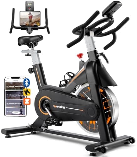 Exercise Bike, WENOKER Stationary Bike for Home, Indoor Bike with Silent Belt Drive, Heavy Flywheel, Multi-grips Handlebar and Upgraded Digital Display
