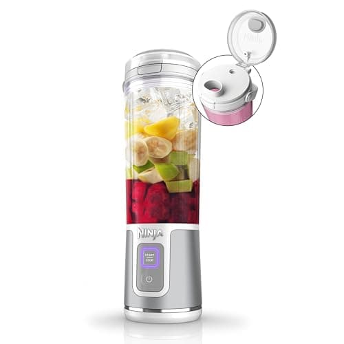 Ninja BC151WH Blast Portable Blender, Cordless, 18oz. Vessel, Personal Blender-for Shakes & Smoothies, BPA Free, Leakproof-Lid & Sip Spout, USB-C Rechargeable, Dishwasher Safe Parts, White