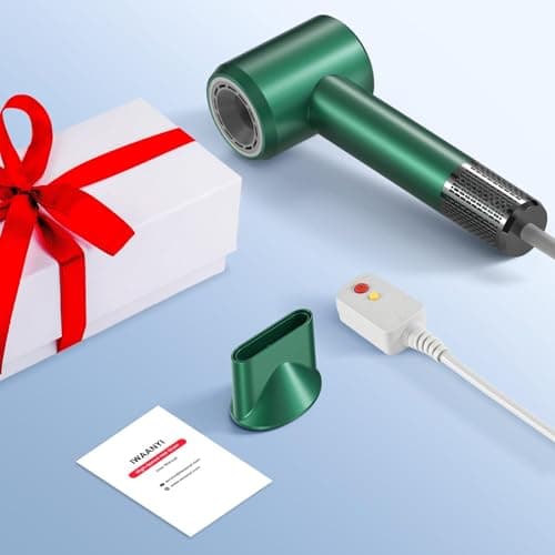 Professional Hair Dryer - 150000 RPM High-Speed, Negative Ionic for Fast Drying and Hair Care. Low Noise, 4 Temps/2 Speeds, Lightweight with Magnetic Nozzle. (Green) 8