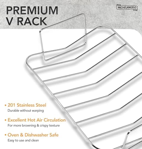 MICHELANGELO Roasting Pan with Rack, Carbon Steel Turkey Roasting Pan for Oven and Induction, Nonstick Turkey Roaster Pan with Stainless Steel Rack, 15 Inch x 11 Inch 5