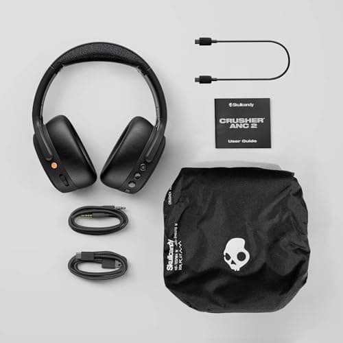 Skullcandy Crusher ANC 2 Wireless Over-Ear Bluetooth Headphones with Extra USB-C Charging Cable, Multi-Sensory Bass, Active Noise Cancelling, 60 Hours Battery, Microphone iPhone Android - True Black 8