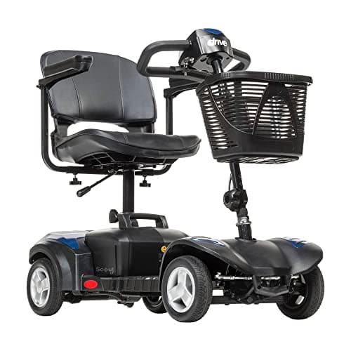 Drive Medical Spitfire Scout 4-Wheel Power Luxury Travel Scooter with Extended 15 Mile Range Battery, Red/Blue 12