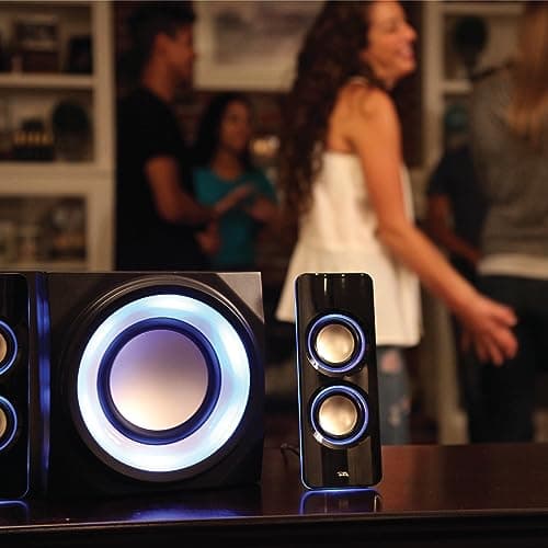 Cyber Acoustics CA-SP34BT Bluetooth Speakers with LED Lights – The Perfect Gaming, Movie, Party, Multimedia 2.1 Subwoofer Speaker System, Black 7