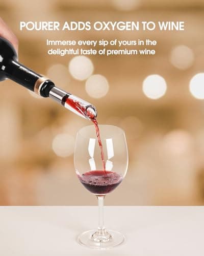 Moriank Electric Wine Opener Set with Stand, Wine Gift Set with Rechargeable Wine Opener, Wine Aerator, Vacuum Stoppers and Foil Cutter, 6-in-1 Wine Bottle Opener Set for Home Party Bar Outdoor Gift 6