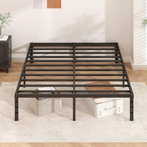 HLIPHA Metal Platform Bed Frame 14 Inch Tall,No Box Spring Needed,Queen Size Bed with Heavy Duty Strong Support Slats,Easy to Assemble,Black 5