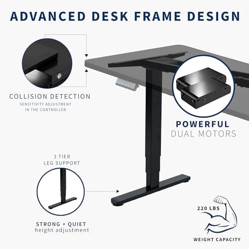 VIVO Electric 83 x 30 in Dual Motor Sit Stand Desk, Memory Height Adjustment, 2B Series, Black Top Black Frame, DESK-KIT-2B8B 8