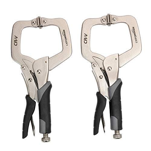 Amazon Basics Adjustable Metal Face Clamps for Woodworking, Welding, or Repairs, 3-inch Jaw Reach, 2-Pack, Black/Silver