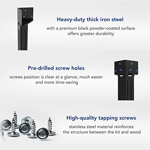 FLEXIMOUNTS Universal Steel Workbench Kit 5 Legs L Shaped Heavy Duty Work Bench for Garage Storage Shelving Workbenches Frame Black Customizable Work Table Brackets, Lumber Not Included 5