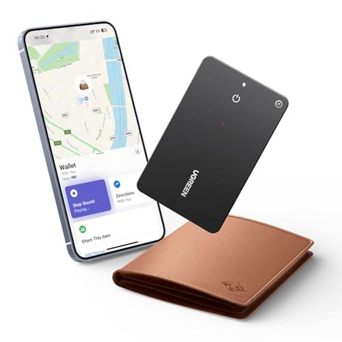 UGREEN FineTrack Slim Wallet Tracker Card (iOS Only), Bluetooth Tracker Card Finder 0.07in &IP68 Waterproof &One Charge Lasts A Year, Work with Apple Find My Rechargeable Tracker[Apple MFi Certified]