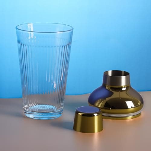 FayuuGem Glass Cocktail Shaker, Martini Shaker with Strainer for Bars, Whiskey, Cocktails 17oz (Gold) 3