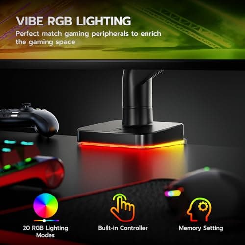 Ultrawide Monitor arm for 17-49'' Heavy Duty Screen up to 44lbs, Gas Spring Single Monitor Arm with RGB Light, Adjustable Gaming Computer Monitor Arm for Desk, Black 7