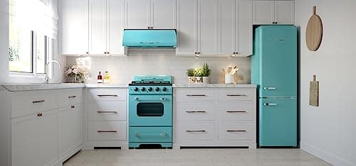 Unique Appliances Classic Retro Gas Range, Freestanding Gas Range with 4 Burners, Convection Oven, and Oven Light, 24", Ocean Mist Turquoise 6