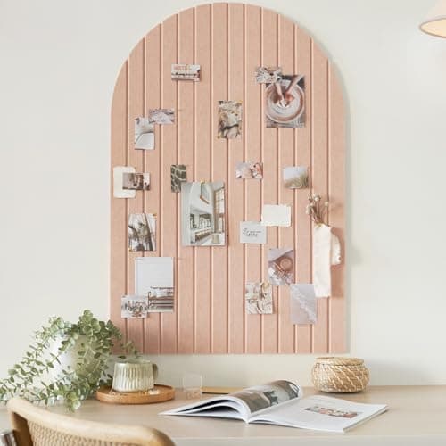 Large Arched Felt Bulletin Board - Stylish Perfectly Sized 35" x 24" Cork Board Alternative for Office & Wall Decor – 6 Customizable Adhesive Tiles with Pins are Perfect to Display Your Photos