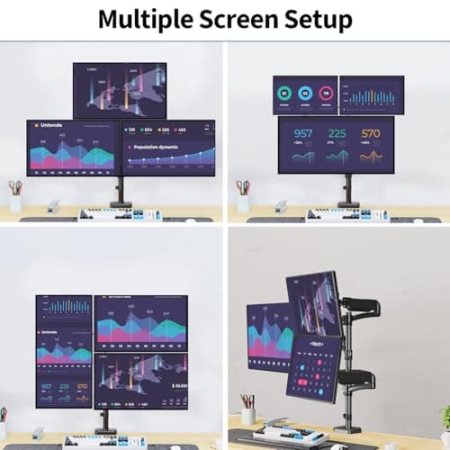 ErgoFocus Triple Monitor Mount Fits Max 32" Computer Screen, Holds up to 17.6lbs Each Arm, 3 Monitor Desk Mount, Triple Stand with Tilt Swivel Rotation, VESA Mount 75/100mm 5