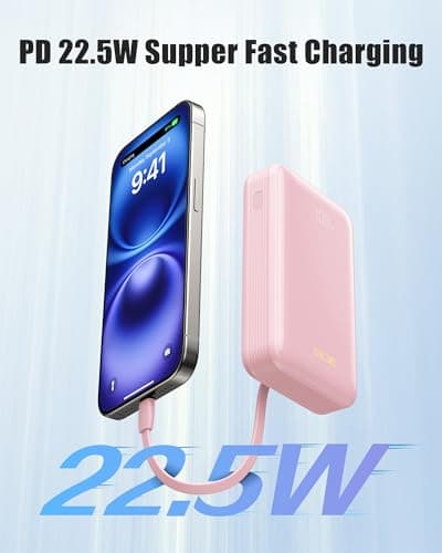 Qecvec Portable Charger 20000mAh, 22.5W Power Bank Fast Charging, High Capacity Cell Phone Portable Power Banks with for iPhone, Samsung, Android etc, Travel Essential (Pink) 2