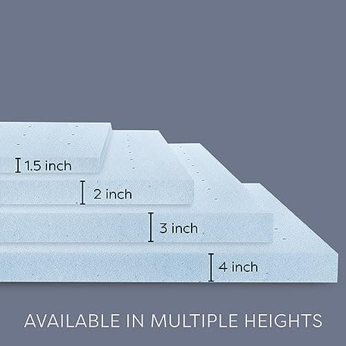 Bodipedic Essentials 3 Inch Memory Foam Mattress Topper, Gel Infused Mattress Topper, Ventilated Design, CertiPUR-US Certified Foam, Blue 9