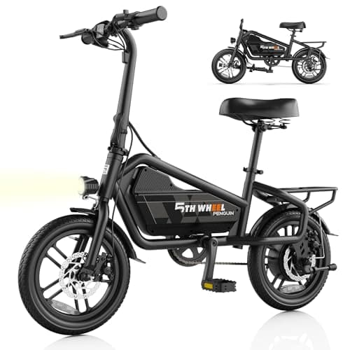 5TH WHEEL EB20 Electric Bike with 25 Miles PAS Range, Peak 650W Motor & 20 MPH, 3 Speed Modes & 14" Tires, Mini Foldable Electric Bikes for Adult with Adjustable Seat, Commuting E Bikes with Key