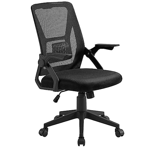 VECELO Mid-Back Swivel Ergonomic Office Chair with Adjustable Arms, Mesh Lumbar Support for Computer Task Work, Jet Black