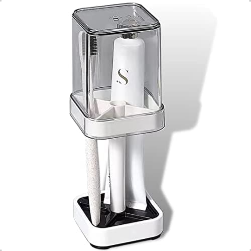 Toothbrush Holder with Cup/Cover Contains 3 Slots, Compatible with Conventional Toothbrushes, Can Store Toothpaste (Rectangle)