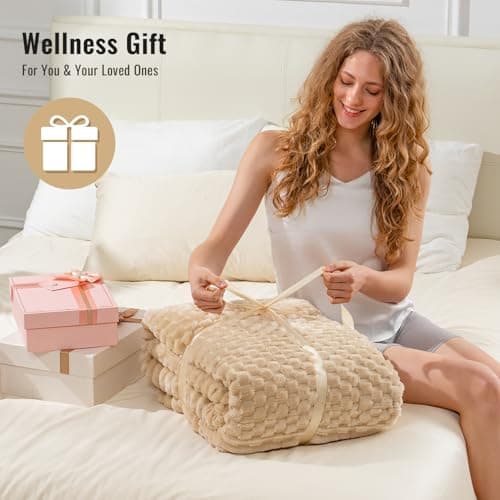 Uttermara Fleece Weighted Blanket for Adults Queen Size 15lbs, Soft Sherpa Weighted Blankets for Sleeping and Calming, Fuzzy Heavy Blanket for Bed and Couch, 60 x 80 Inches, Light Brown 6