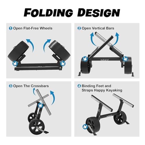 GanFindX Heavy-Duty Folding Kayak Cart Dolly W/Puncture-Proof & Kickstand | 350 lb. Load Capacity Kayak Wheels for Kayaks and Canoes (Bright Black) 6