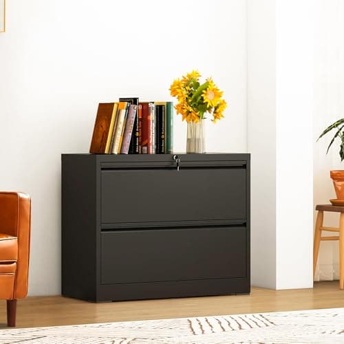 2-Drawer Lateral File Cabinet with Lock, Black Metal Filing Cabinet for Office or Home – Secure Storage for Letter/Legal/A4/F4 Documents, Easy to Assemble Locking File Organizer (Black, 2 Drawer-26"W) 9
