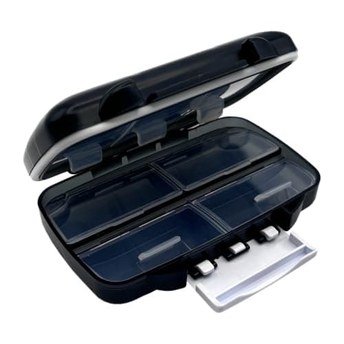 EZY DOSE Moisture-Proof Portable Pill Dispenser, Pocket Purse Organizer, Pharmacy Box, Travel Medication Holder, Latch-Closure to Secure Contents, Oversized Compartments, Airtight Seal, Medium, Black