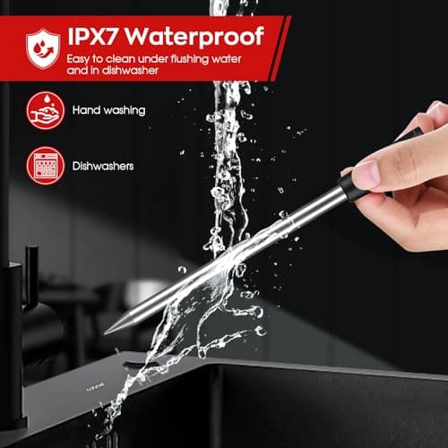 BSRCO Wireless Meat Thermometer, Digital Food Thermometer for Cooking and Grilling, 360 ft Bluetooth Smart Meat Thermometer, for Oven Safe, Kitchen, Smoker, Sous Vide, iOS & Android App Compatible 6