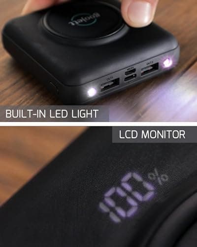 goojett 5-in-1 Wireless Portable Charger: 4 Built-in Cables, USB-C 10000mAh Digital Display + Flashlight, Power Bank - External Battery Pack Compatible with iPhone, Samsung, iPad. Batería Portátil. 4