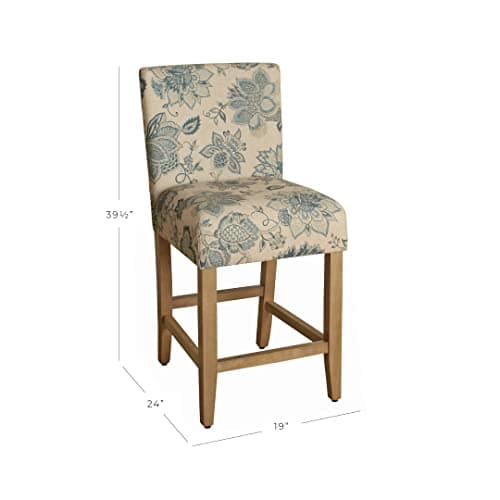 HomePop Upholstered Counter Height Barstool, 24-inch, Blue and Tan Jacobean 3