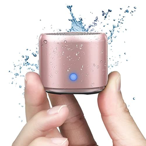 EWA Travel Case Packed, A106 Pro Portable Bluetooth Speaker with Custom Bass Radiator, Brief Design, IP67 Waterproof, Perfect Mini Speaker for Shower, Room, Bike, Car (Rosegold)