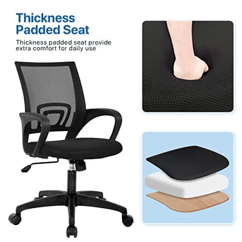 Hkeli Home Office Chair Mesh Ergonomic Desk Chair Computer Chairs Adjustable Height Mid Back Task Chair with Lumbar Support Armrest Executive Rolling Swivel Chair for Women Adults (Black) 6