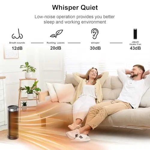 Ceramic Space Heater, Portable Indoor Heater with Remote Control, Three Heating Modes, Overheat and Tip-Over Protection, Suitable for Home, Office, Bedroom, Indoor Use 6